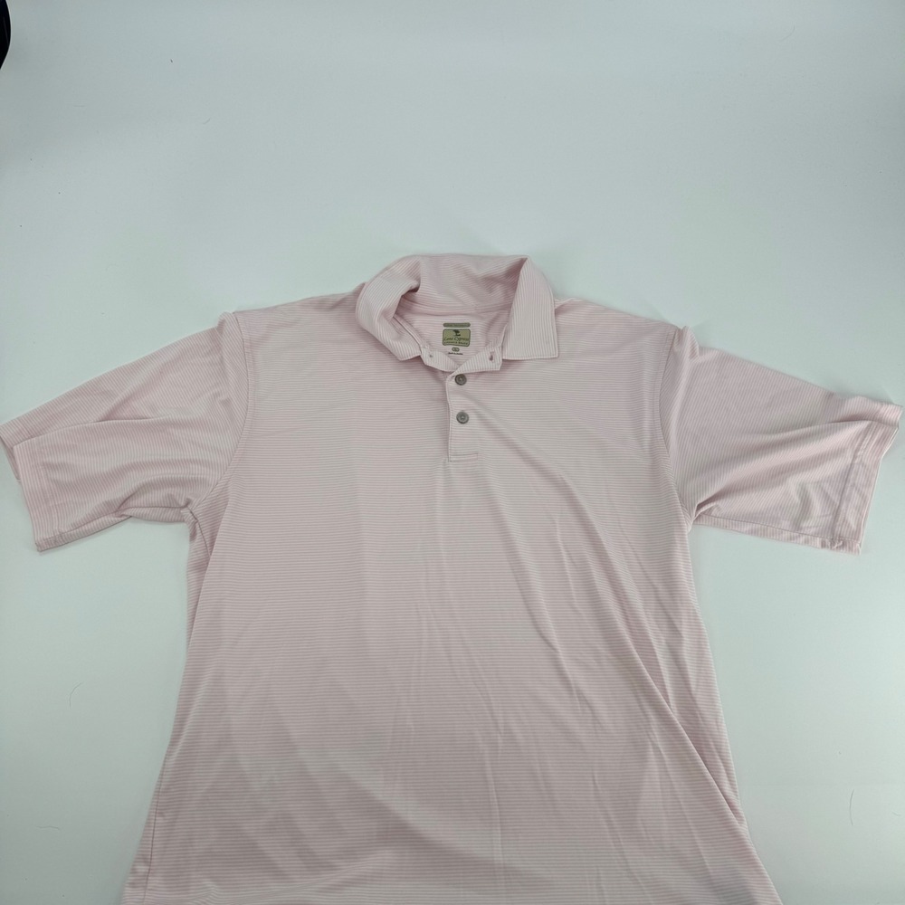 Lone Cypress Pebble Beach Luxury Performance Pink Striped Polo‎ Shirt